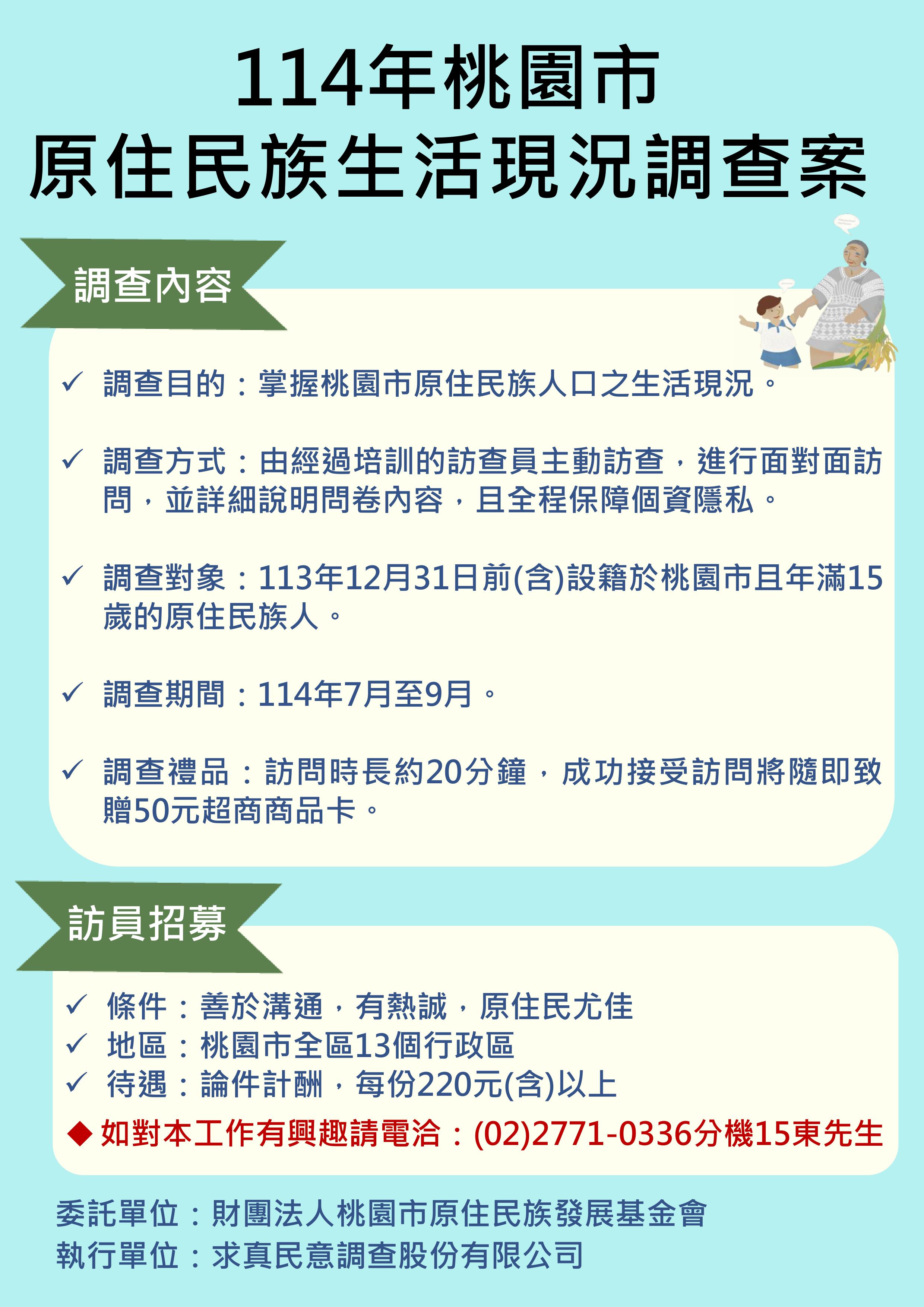 new114年桃園市原住民族生活現況調查 第1張圖片